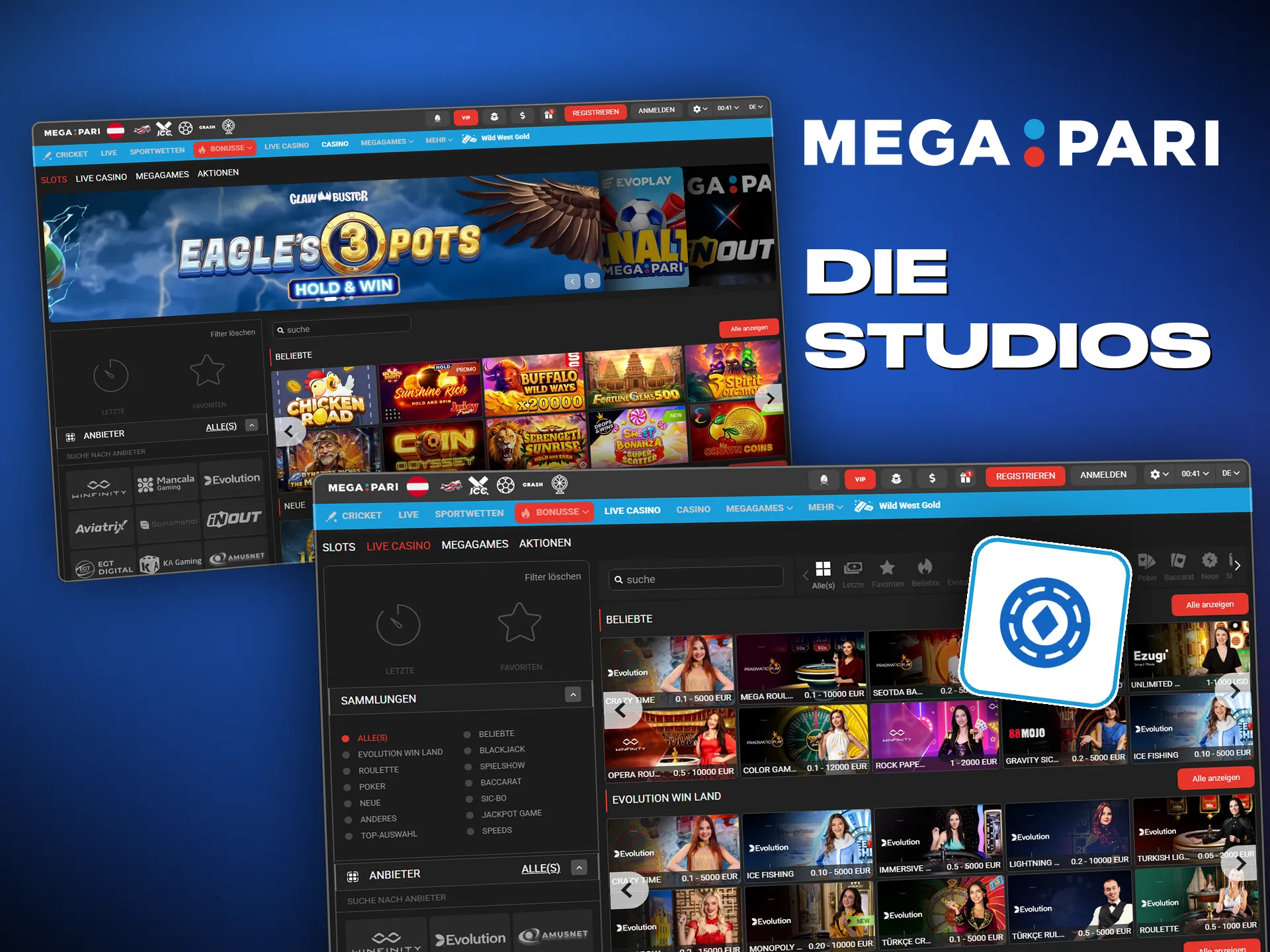 Megapari arbeitet mit Pragmatic Play, NetEnt und weiteren geprüften Studios