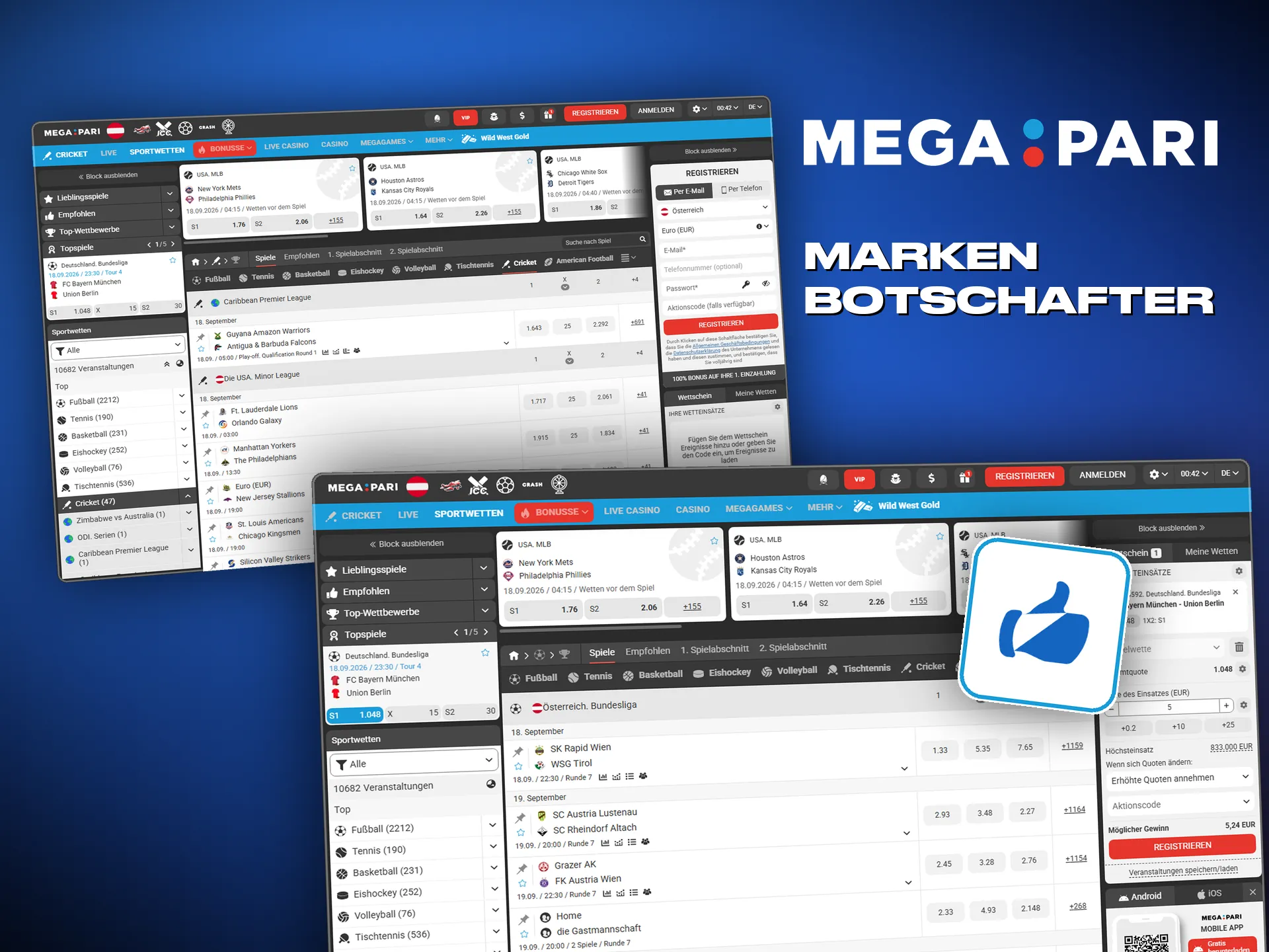 Megapari arbeitet mit bekannten Klubs und Turnieren zusammen