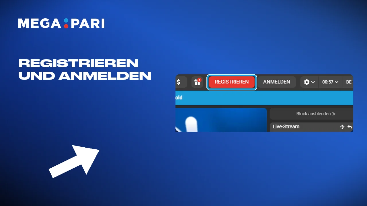 Über den Button oben bei Megapari registrieren und anmelden