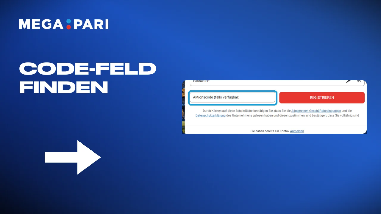 Der Button unten öffnet das Feld für den Code