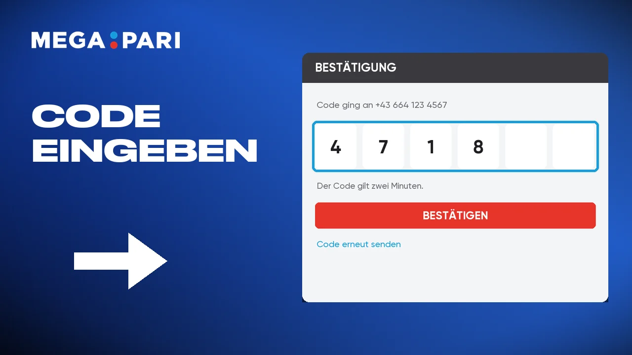 Wird eine zusätzliche Bestätigung verlangt, den zugesandten Code eingeben